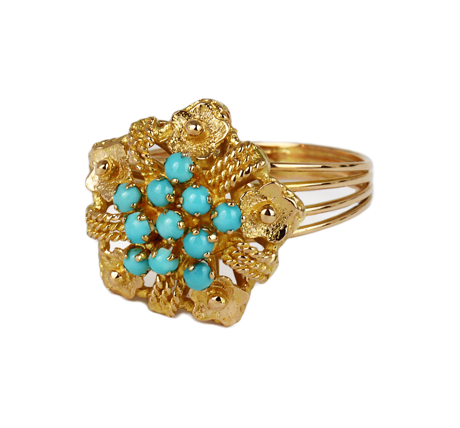 Gallery image of this Women’s 18k Yellow Gold Turquoise Ring Size 7.75