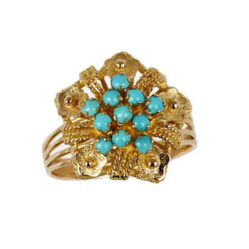 Featured image of this Women’s 18k Yellow Gold Turquoise Ring Size 7.75