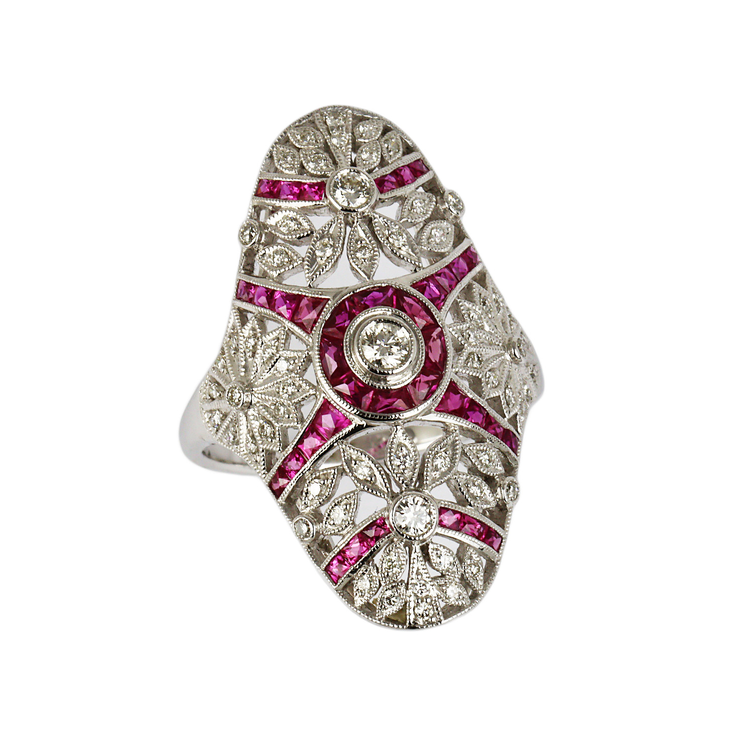 Featured image of this Women’s 14k White Gold Diamond, Ruby Ring Size 6.5