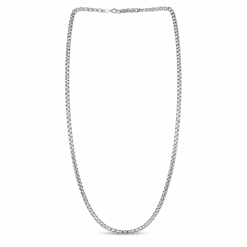 Featured image of this Unisex 14k White Gold Box Chain Necklace