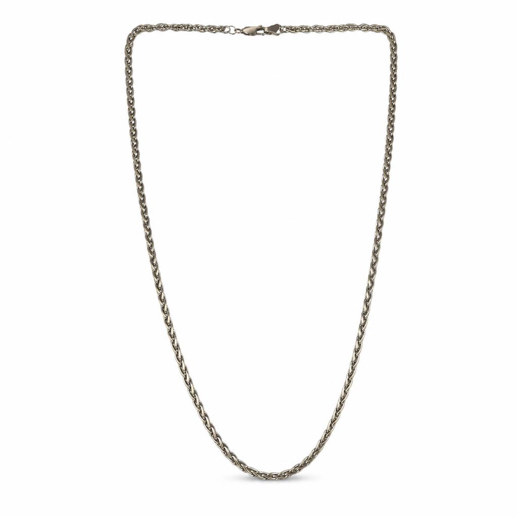 Featured image of this Men’s 14k White Gold Wheat Chain Necklace