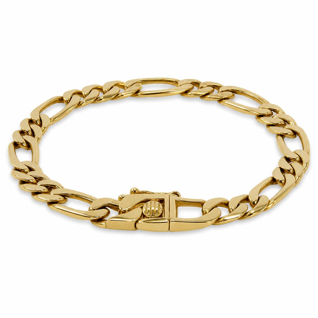Gallery image of this Men’s 14k Yellow Gold Figaro Link Bracelet