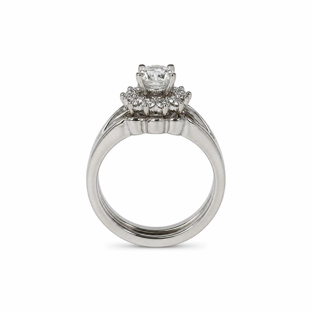 Gallery image of this Women’s 14k White Gold Diamond Bridal Ring Set Size 6