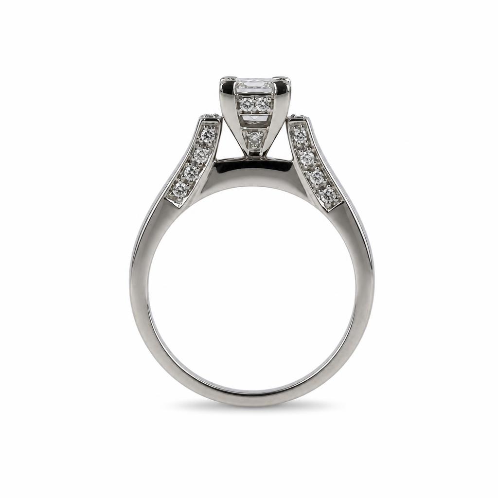 Gallery image of this Women’s 18k White Gold Diamond Bridal Ring EGL Cert. Size 7