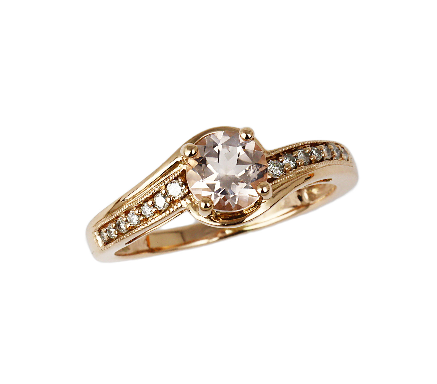 Featured image of this Women’s 14k Rose Gold Diamond, Morganite Ring Size 6.25