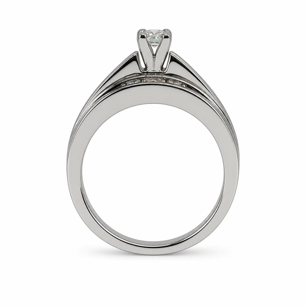 Gallery image of this Women’s 14k White Gold Diamond Bridal Ring Set Size 7.5