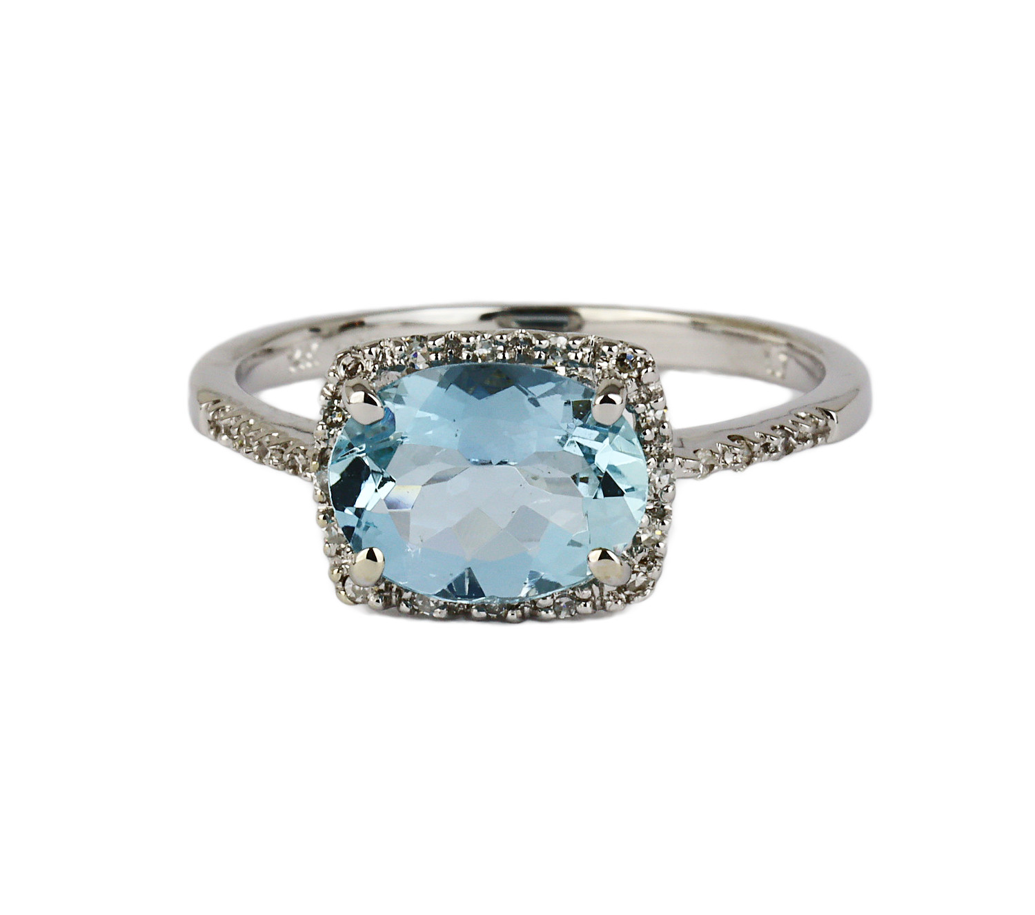 Gallery image of this Women’s 14k White Gold Aquamarine, Diamond Ring Size 6.5