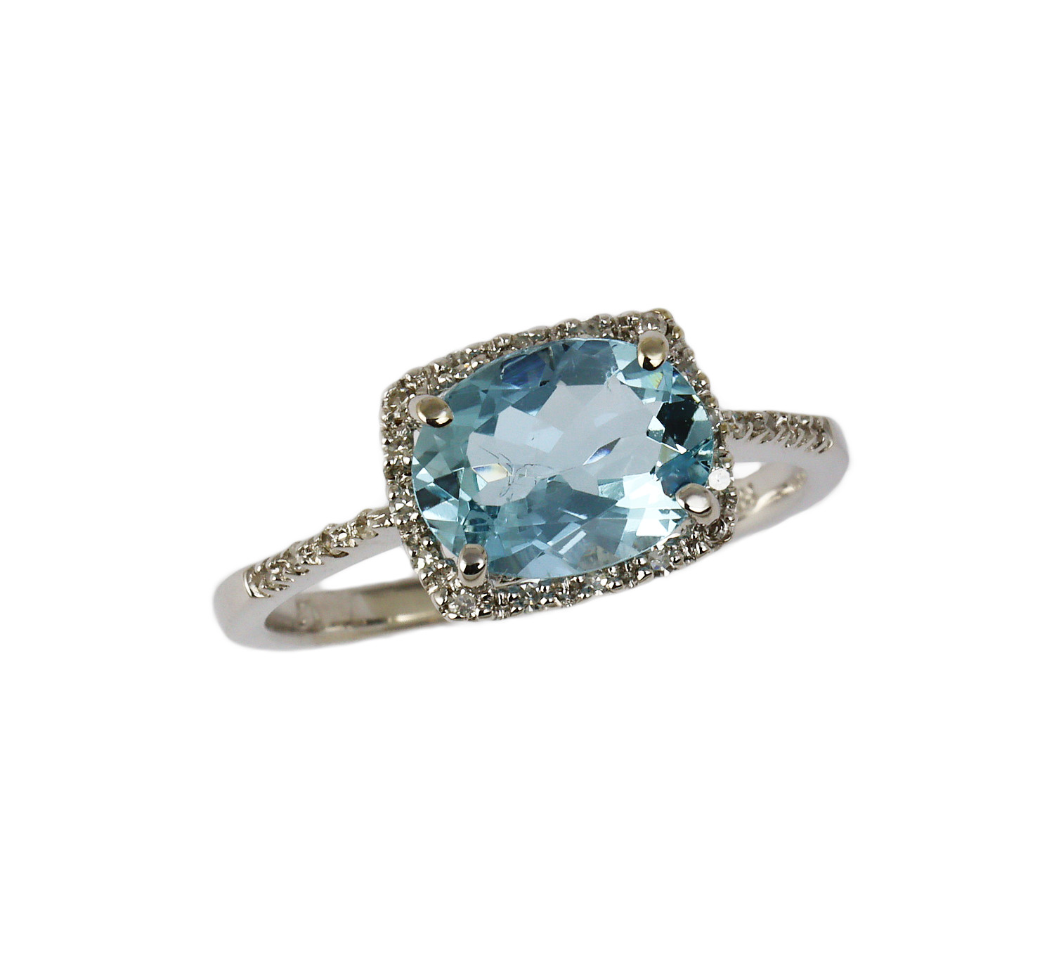 Featured image of this Women’s 14k White Gold Aquamarine, Diamond Ring Size 6.5