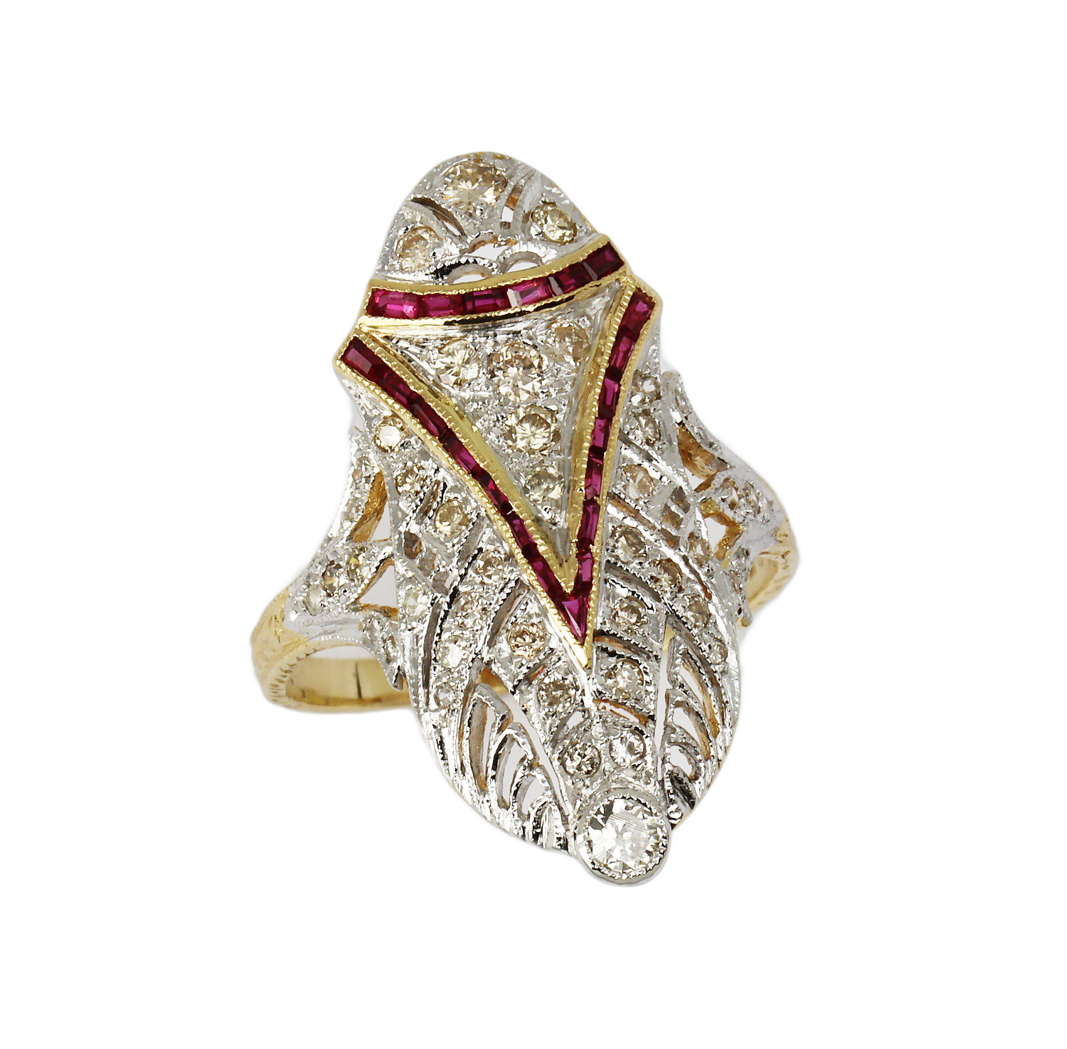 Featured image of this Women’s 14k Yellow & White Gold Diamond, Ruby Ring Size 6.5