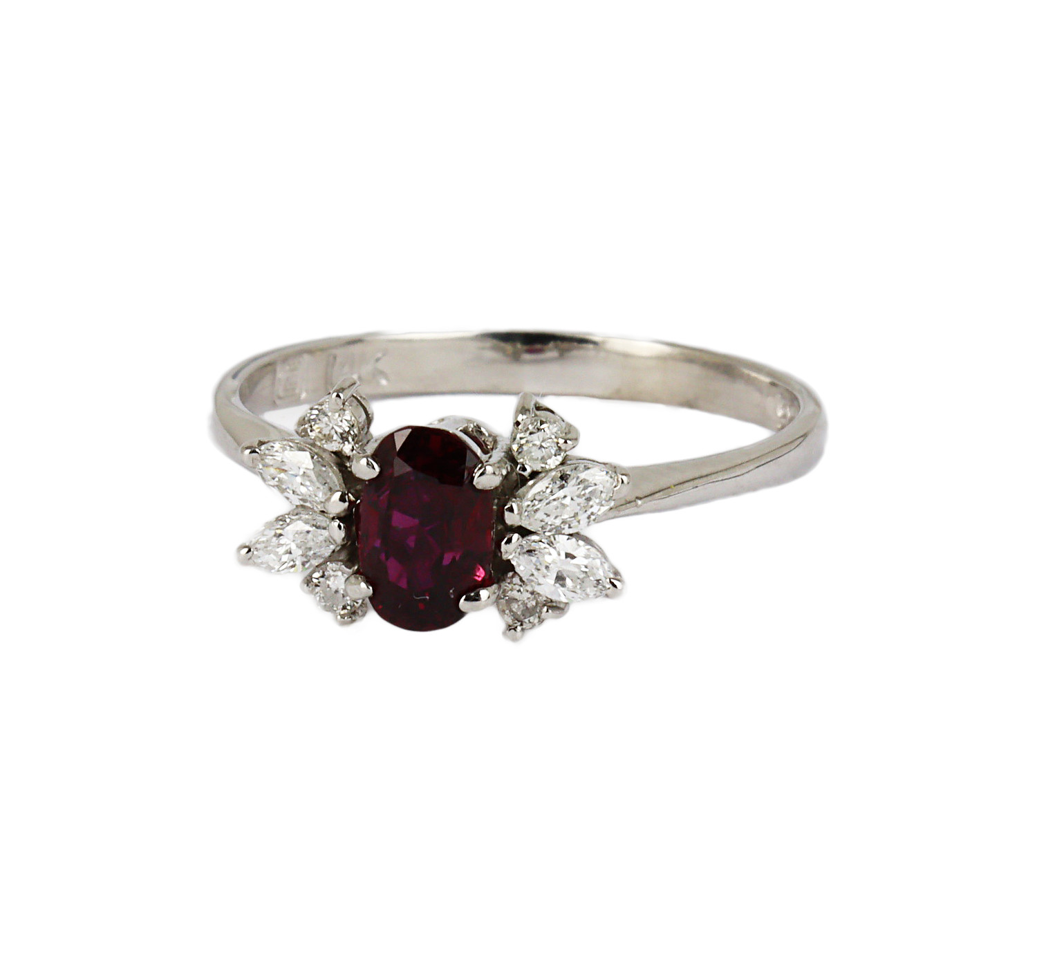 Gallery image of this Women’s 14k White Gold Diamond, Ruby Ring Size 7.25