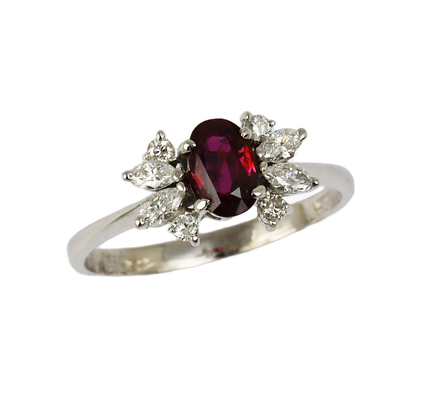 Featured image of this Women’s 14k White Gold Diamond, Ruby Ring Size 7.25