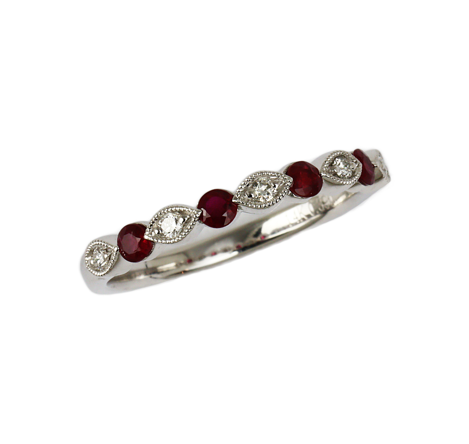 Featured image of this Fischer Women’s 14k White Gold Diamond, Ruby Ring Size 7