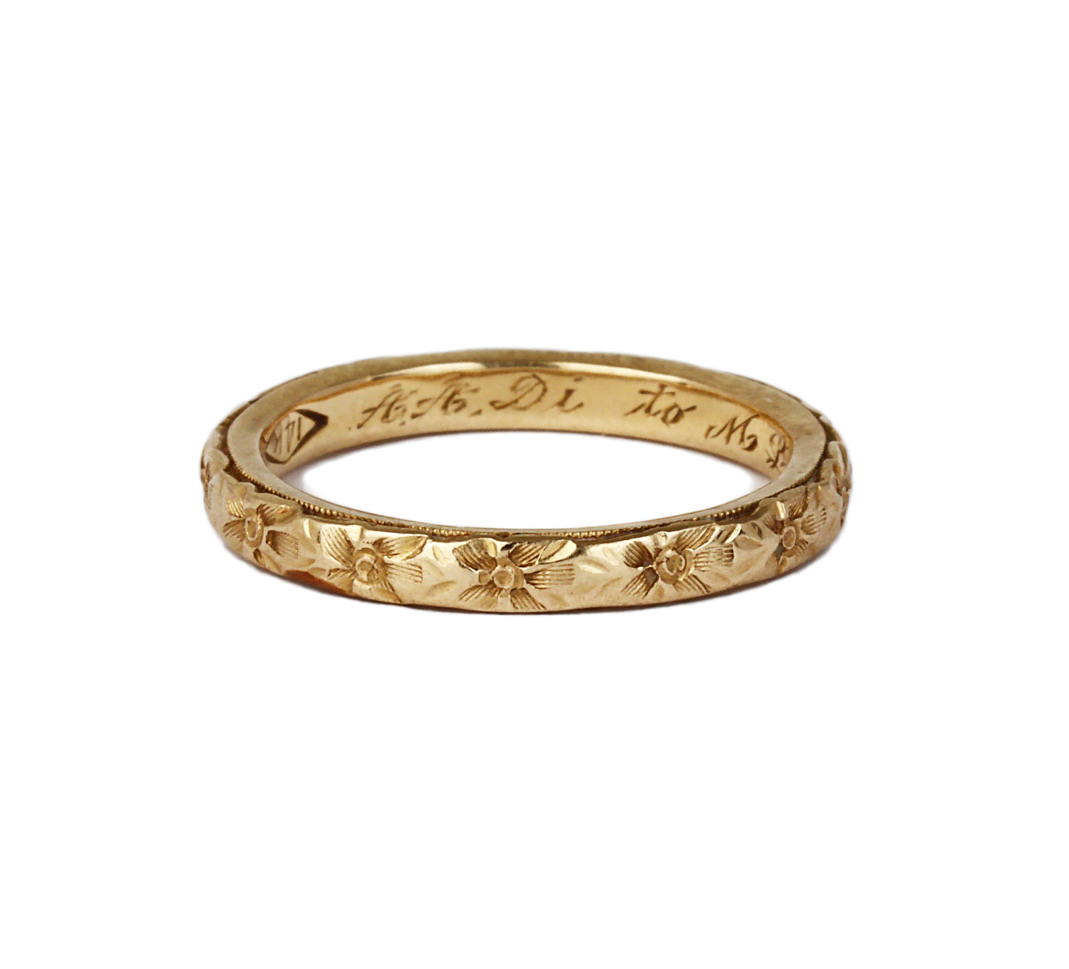 Gallery image of this Antique Women’s 14k Yellow Gold Flowers Band Ring Size 7