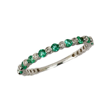 Featured image of this Fischer Women’s 14k White Gold Diamond, Emerald Ring Size 6.75