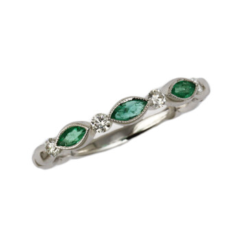 Featured image of this Fischer Women’s 14k White Gold Diamond, Emerald Ring Size 6.75