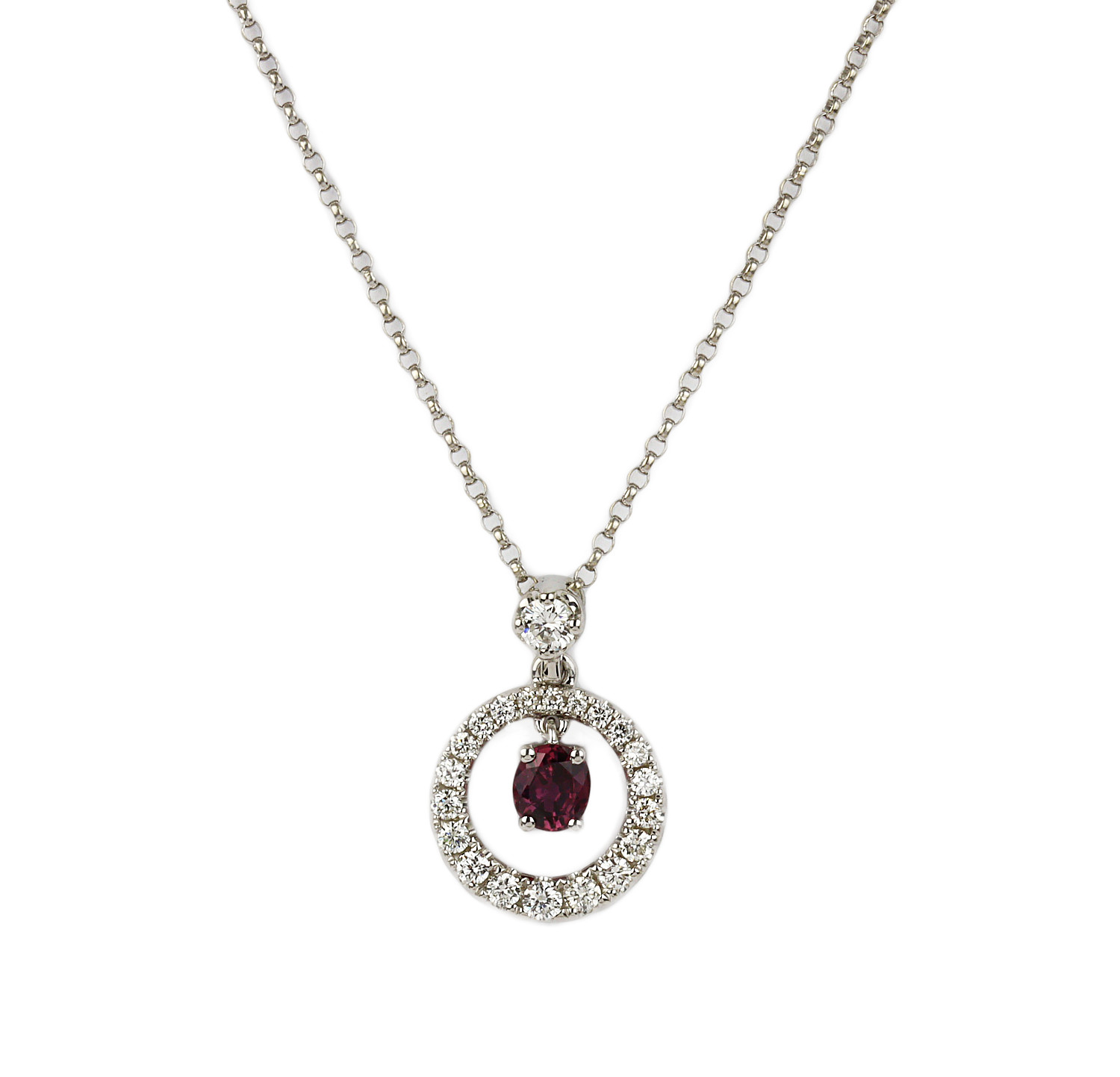 Featured image of this Women’s 14k White Gold, Diamond, Ruby Necklace