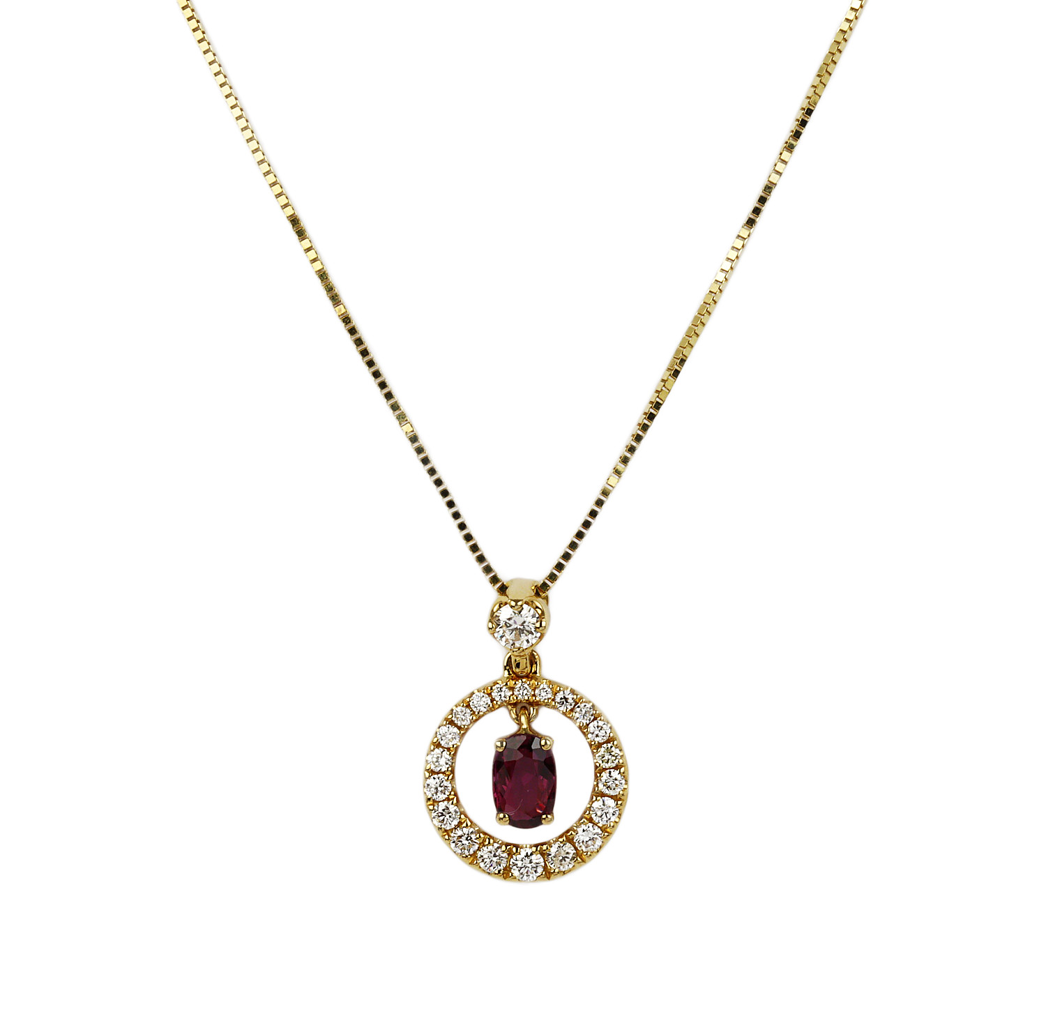 Featured image of this Women’s 14k Yellow Gold Diamond, Ruby Necklace