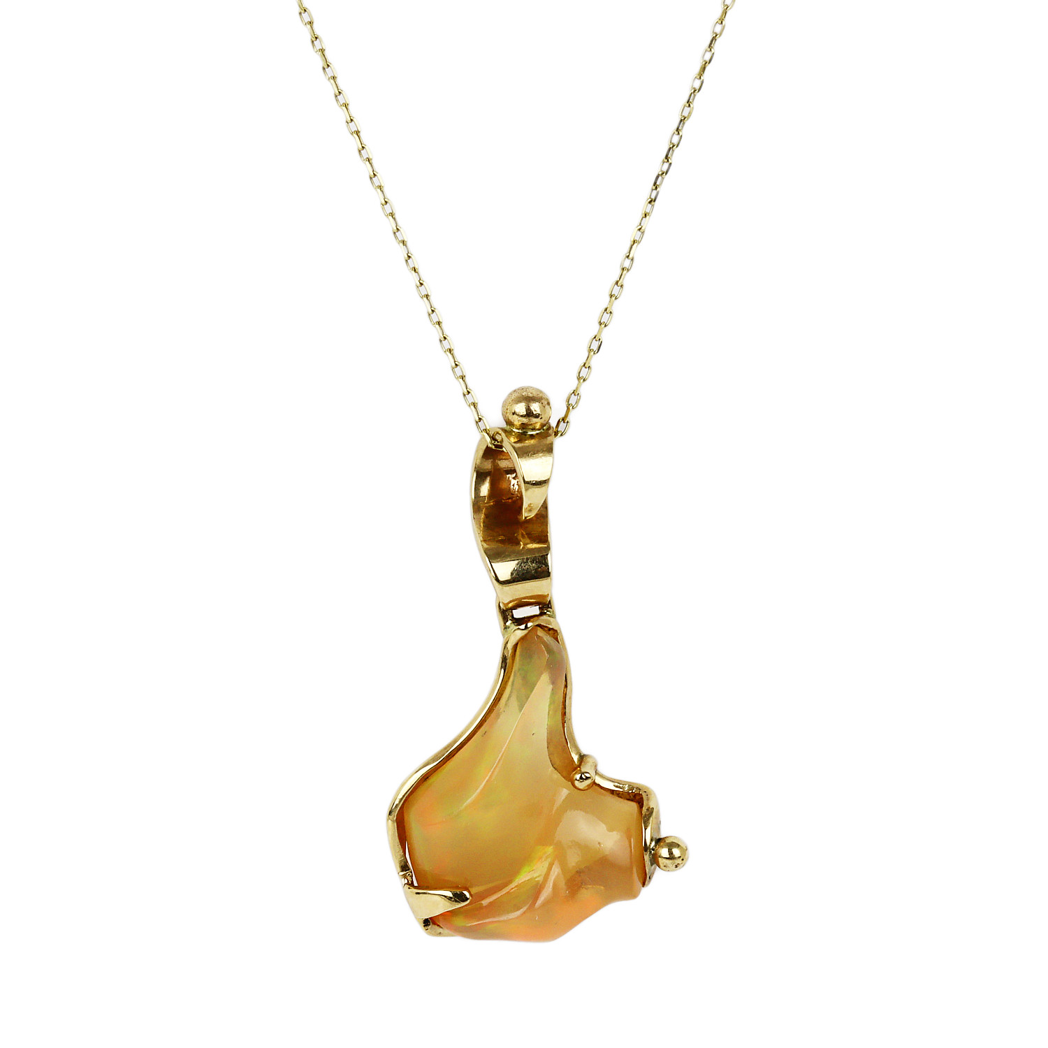 Featured image of this Women’s 14k Yellow Gold Ethiopian Opal Necklace