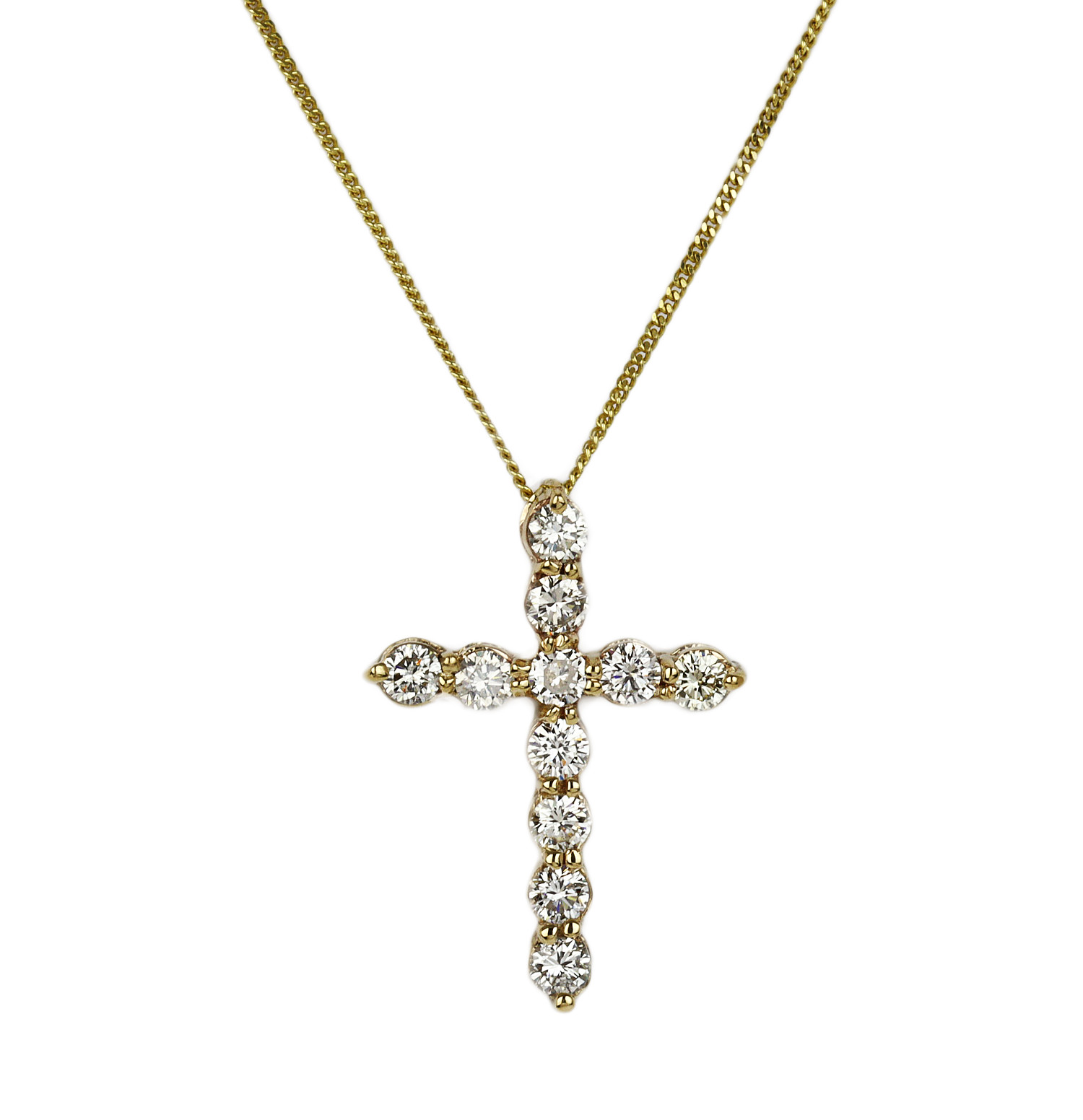 Featured image of this Women’s 14k Yellow Gold Diamond Cross Necklace