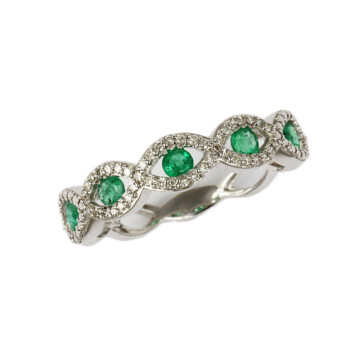 Featured image of this Women’s 14k White Gold, Diamond, Emerald Ring Size 7