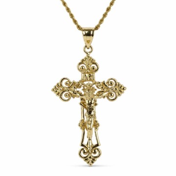 Featured image of this Unisex 14k Yellow Gold Crucifix Necklace