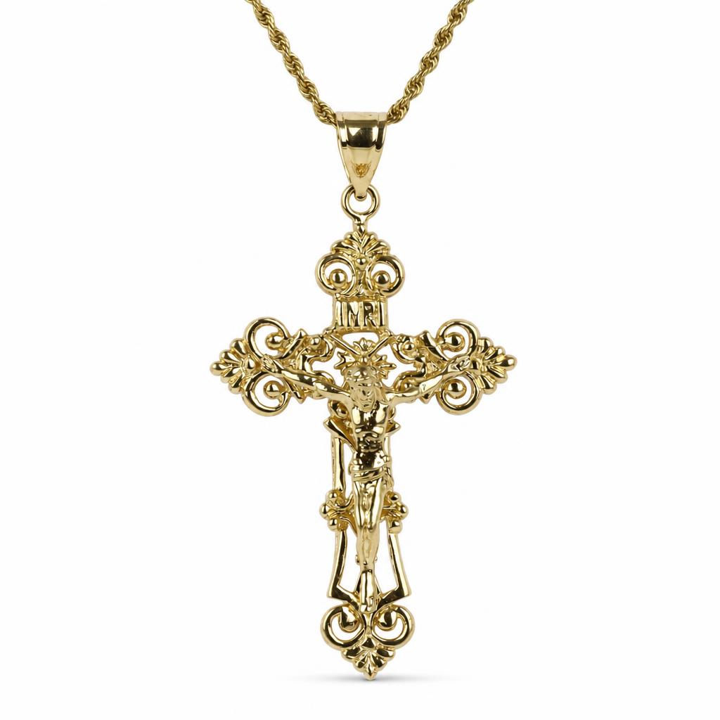 Featured image of this Unisex 14k Yellow Gold Crucifix Necklace