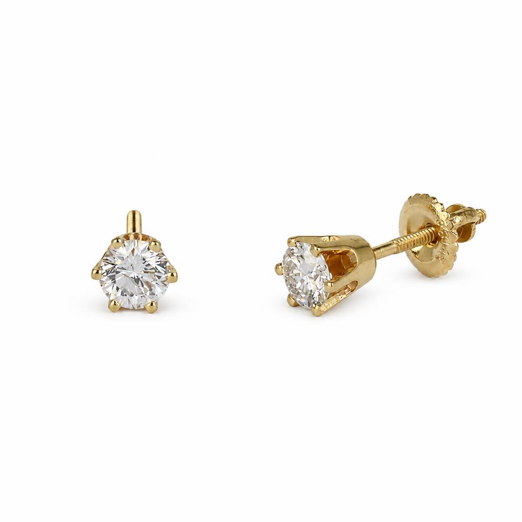 Gallery image of this Women’s 14k Yellow Gold Diamond Stud Earrings