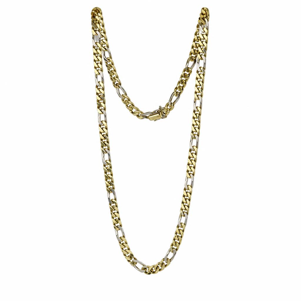 Featured image of this Men’s 14k Yellow & White Gold Figaro Chain Necklace