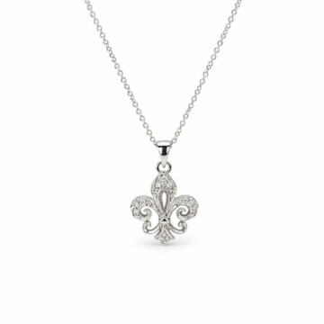 Featured image of this Women’s 14k White Gold Diamond Fleur De Lis Necklace