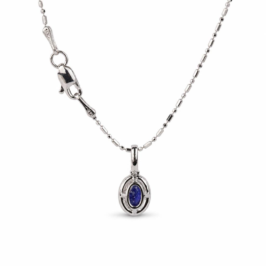 Gallery image of this Women’s 14k White Gold, Sapphire, Diamond Necklace