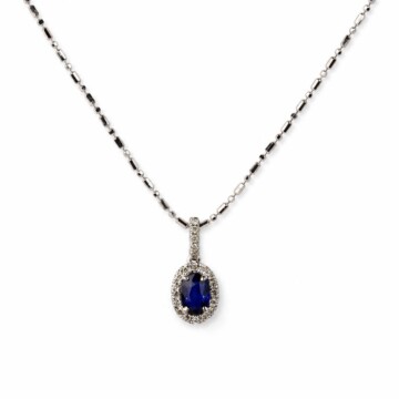 Featured image of this Women’s 14k White Gold, Sapphire, Diamond Necklace