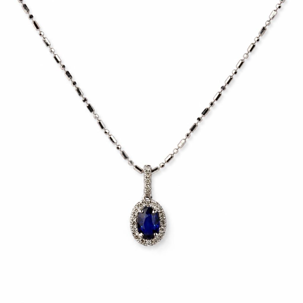 Featured image of this Women’s 14k White Gold, Sapphire, Diamond Necklace