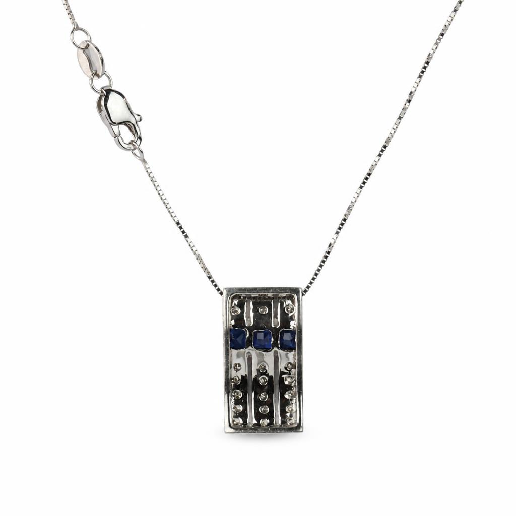 Gallery image of this Women’s 14k White Gold, Sapphire, Diamond Necklace