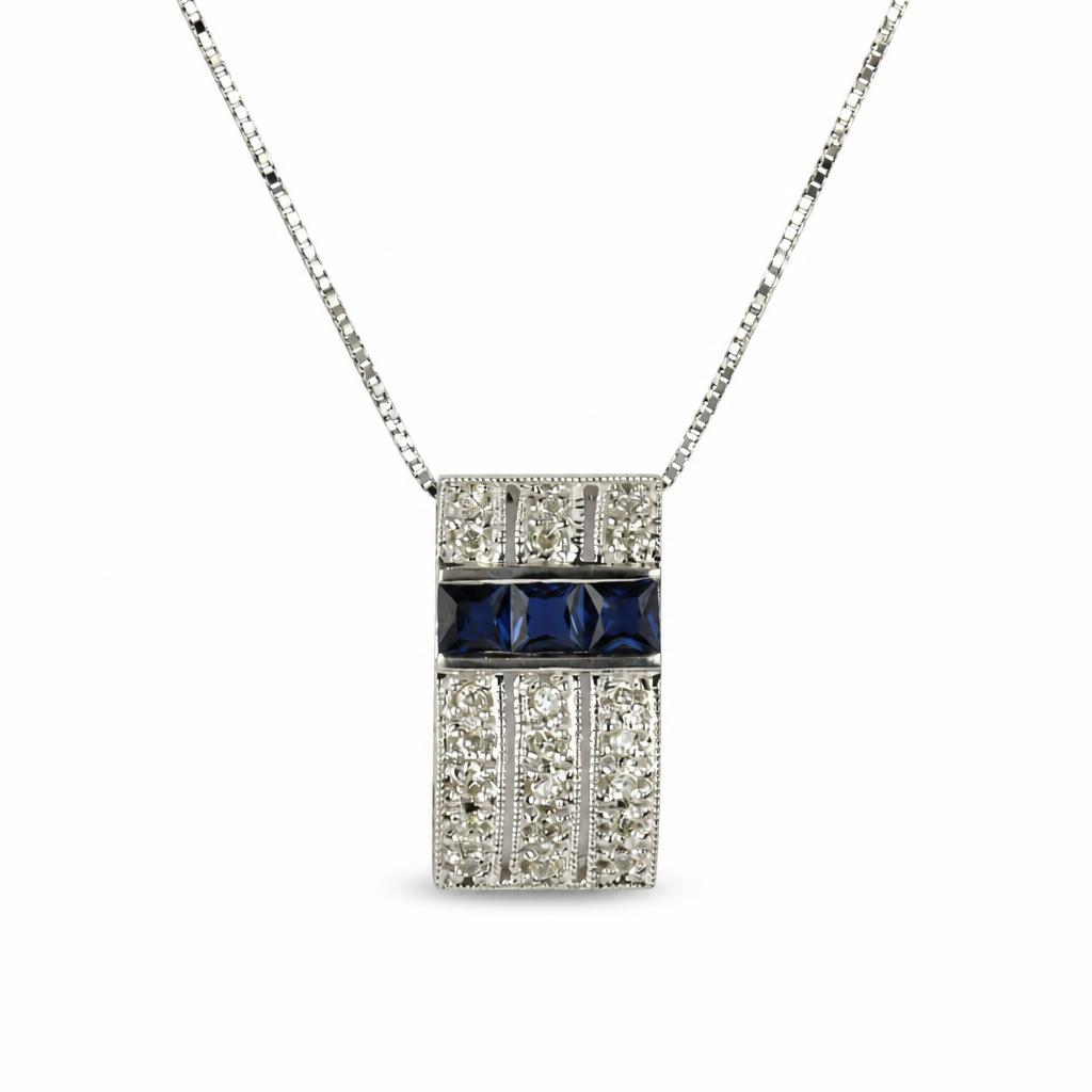 Featured image of this Women’s 14k White Gold, Sapphire, Diamond Necklace