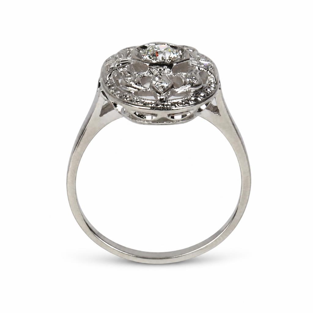 Gallery image of this Women’s Vintage 14k White Gold Diamond Ring Size 8.25