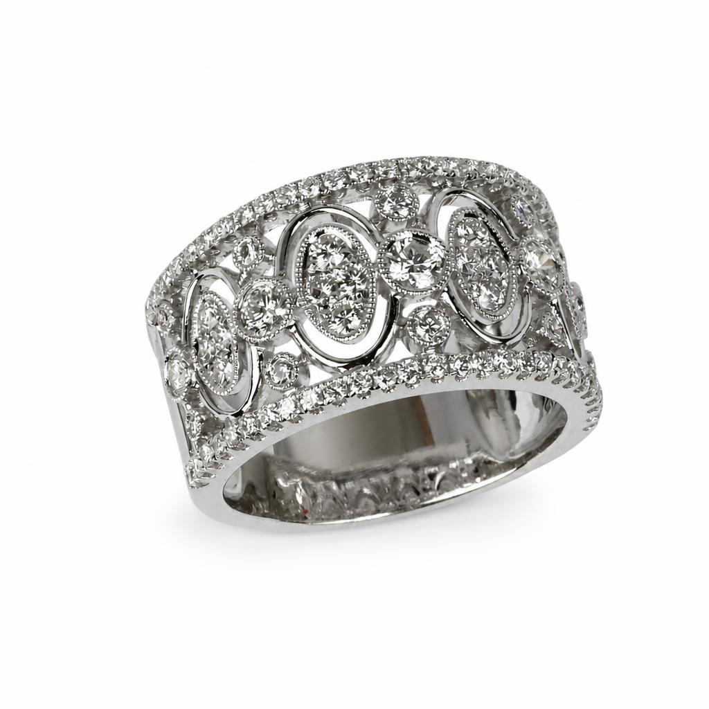 Featured image of this Women’s 14k White Gold Diamond Wide Band Ring Size 6.5