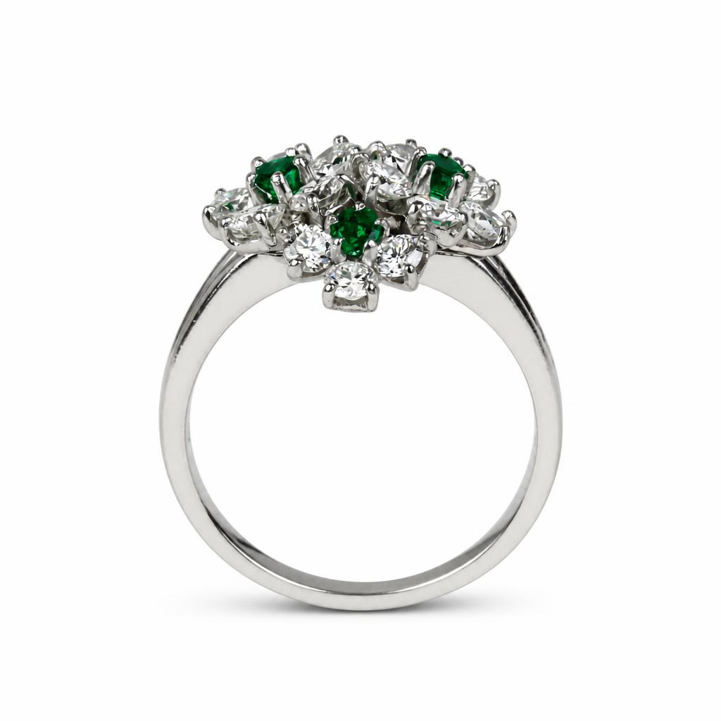 Gallery image of this Women’s Platinum, Emerald, Diamond Ring Size 8.25