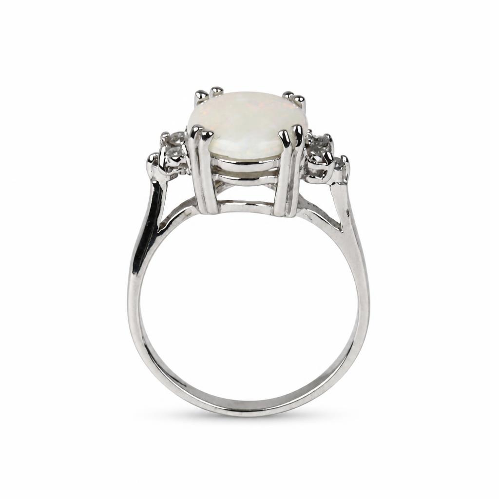 Gallery image of this Women’s 14k White Gold, Opal, Diamond Ring Size 7.75
