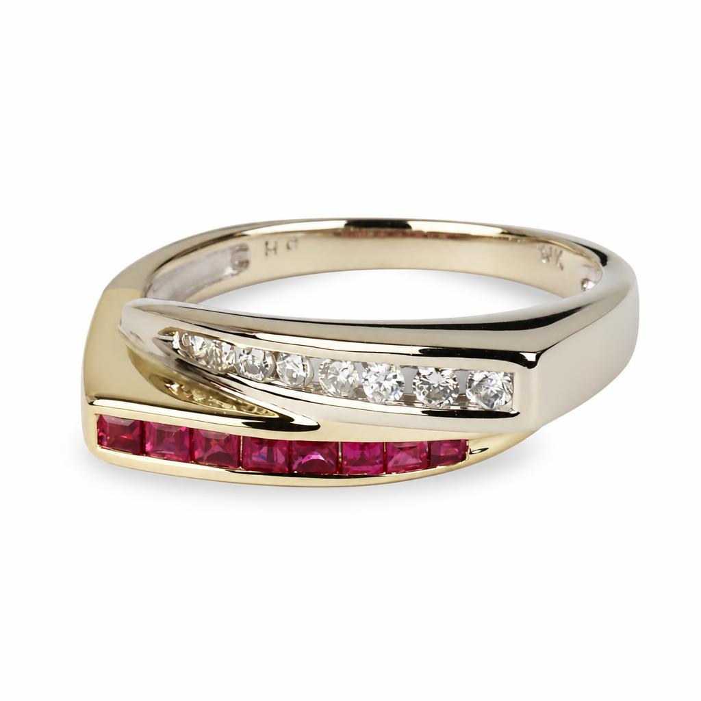 Gallery image of this Women’s 14k White & Yellow Gold, Diamond, Ruby Ring Size 6.25