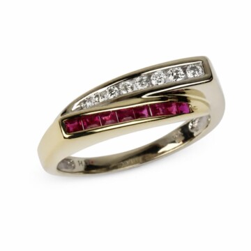 Featured image of this Women’s 14k White & Yellow Gold, Diamond, Ruby Ring Size 6.25