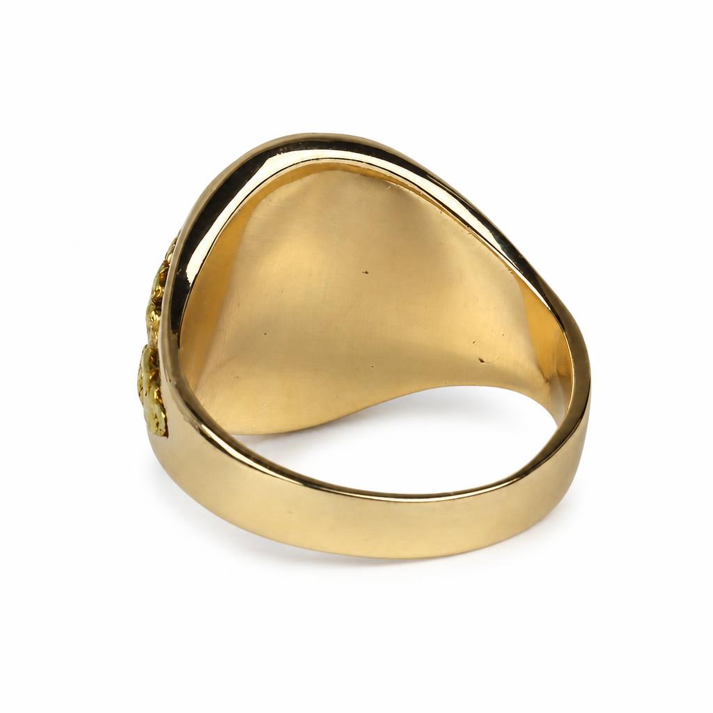 Gallery image of this Men’s Custom 14k Yellow Gold, Natural Nugget, Gold in Quartz Ring Size 9.75
