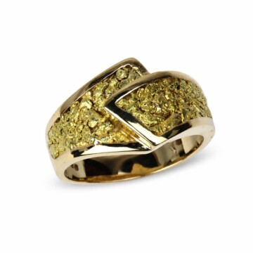 Featured image of this Men’s Custom 10k Yellow Gold, Natural Nugget Ring Size 12.25
