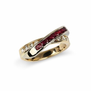 Featured image of this Women’s 14k White & Yellow Gold, Ruby, Diamond Ring Size 8.25