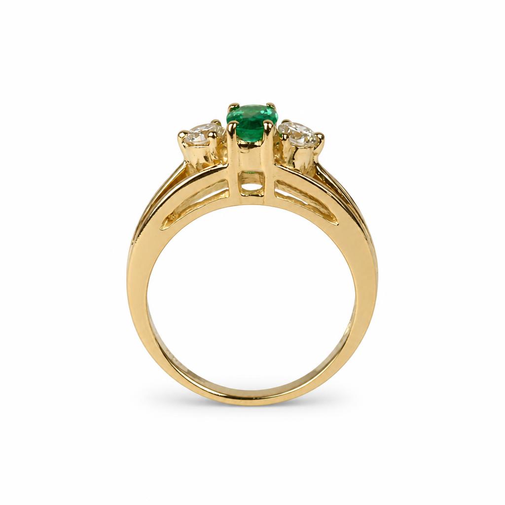 Gallery image of this Women’s 18k Yellow Gold, Emerald, Diamond Ring Size 6