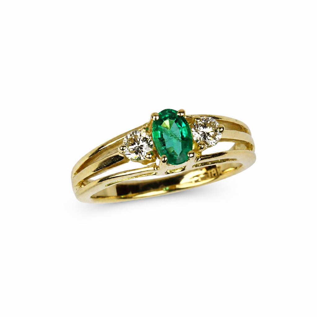 Featured image of this Women’s 18k Yellow Gold, Emerald, Diamond Ring Size 6