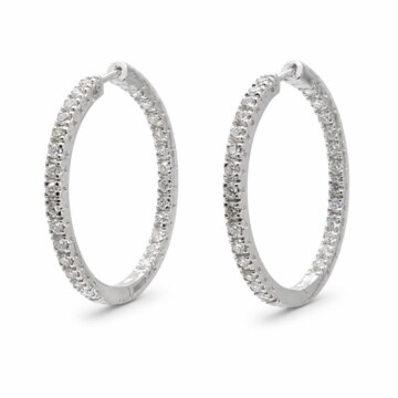 Featured image of this Women’s 14k White Gold Hoop Earrings with 1.10ct TDW Diamond