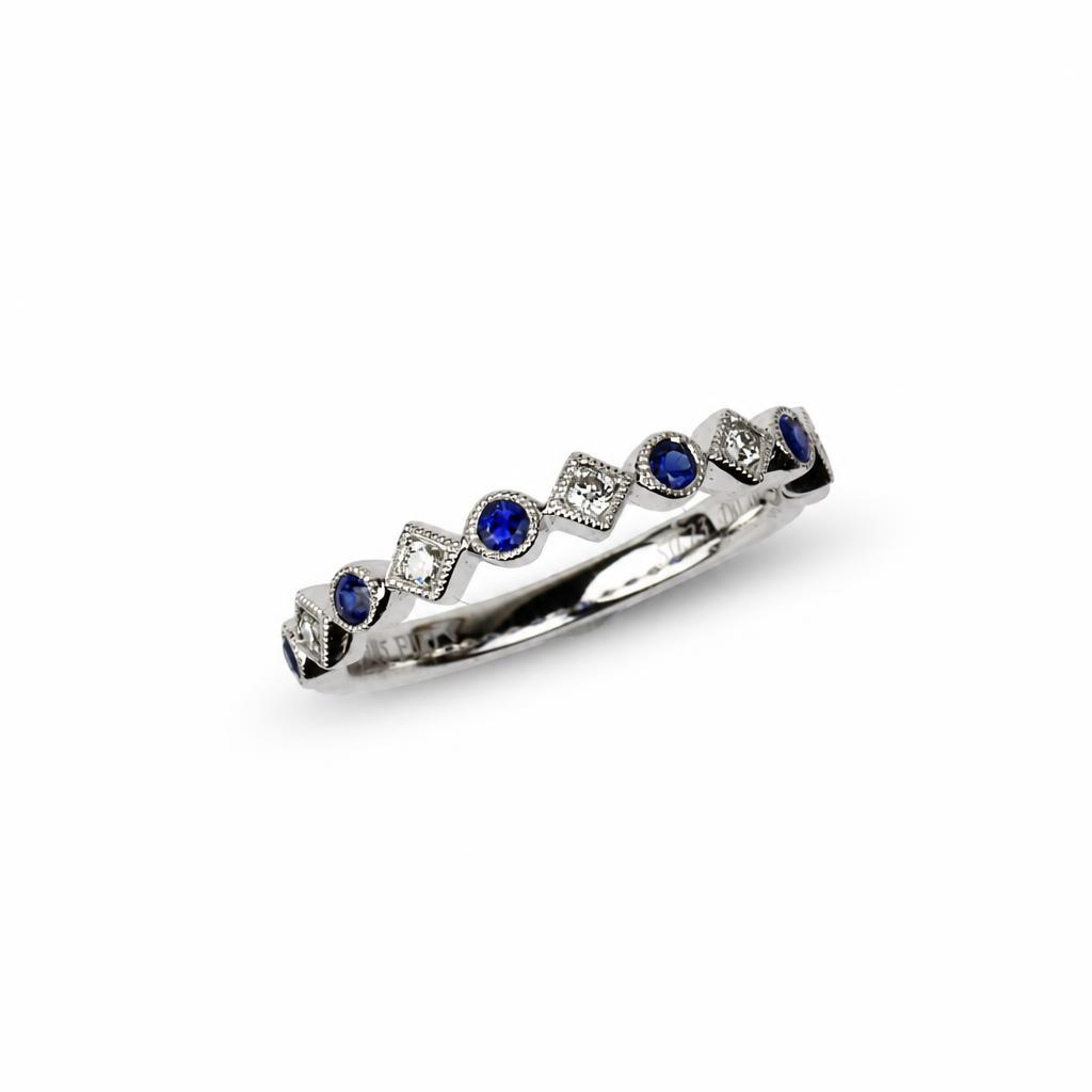 Featured image of this Fischer Women’s 14k White Gold Ring with 0.10ct TDW Sapphire and Diamond Size 6