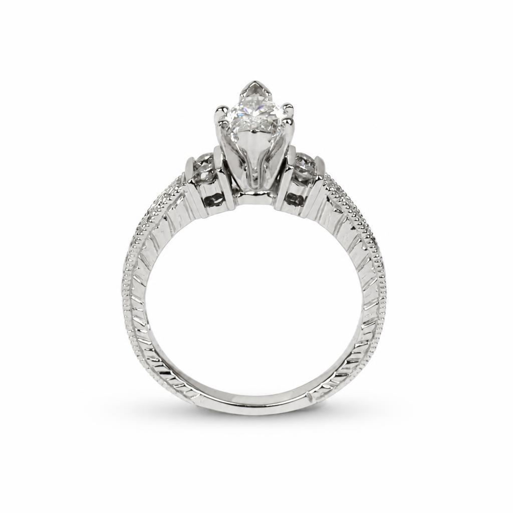 Gallery image of this Women’s 14k White Gold Ring IGI Certified with 1.00ct Marquise Diamond D/SI2 Size 7.25