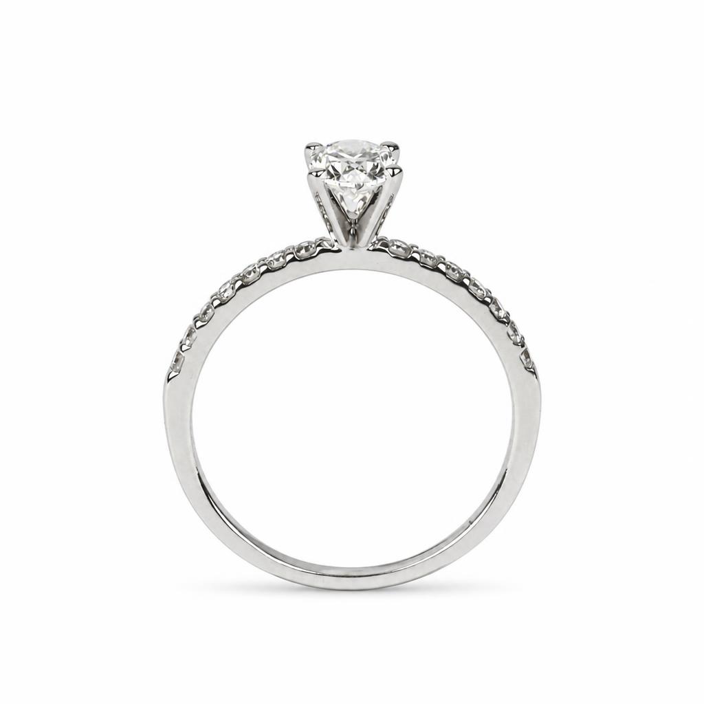 Gallery image of this Women’s 14k White Gold Ring GSI Certified with 0.70ct Oval Diamond G/SI2 Size 8.5