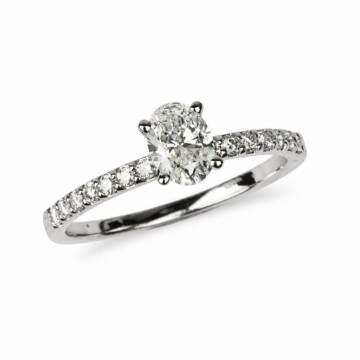 Featured image of this Women’s 14k White Gold Ring GSI Certified with 0.70ct Oval Diamond G/SI2 Size 8.5
